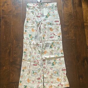 Floral Patterned Wide-Leg beach Pants